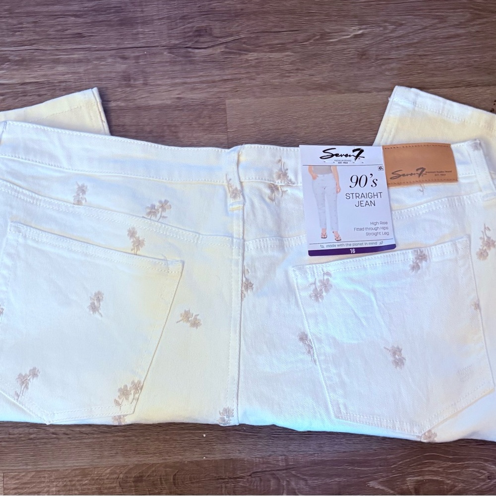 Seven7 Cream Straight Leg Jeans